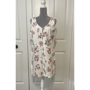 No Boundaries Y2K Sz XL (15-17) Sleeveless‎ Mini Denim Floral Dress Jumper Twee